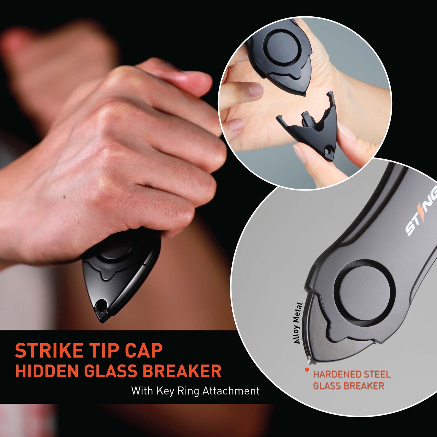 Stinger Life-Saving Whip Car Emergency Tools + Personal Alarm (Black)