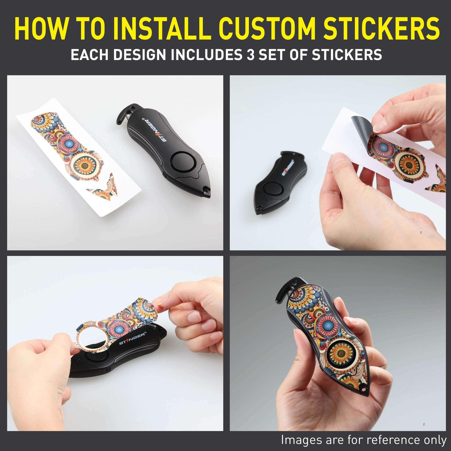 Stinger Personal Safety Alarm Keychain Emergency Tool: Siren Alarm, Seat Belt Cutter, Glass Breaker (Green Marble)