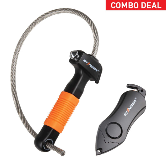 Stinger Life-Saving Whip Car Emergency Tools + Personal Alarm (Orange)