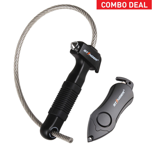 Stinger Life-Saving Whip Car Emergency Tools + Personal Alarm (Black)