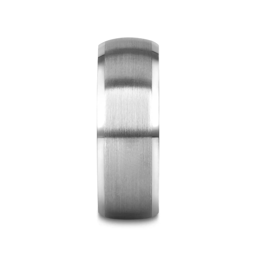 POLARIS Domed Brushed Finish Tungsten Ring with Polished Bevels - 6mm or 8mm