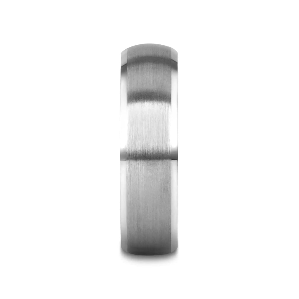 POLARIS Domed Brushed Finish Tungsten Ring with Polished Bevels - 6mm or 8mm
