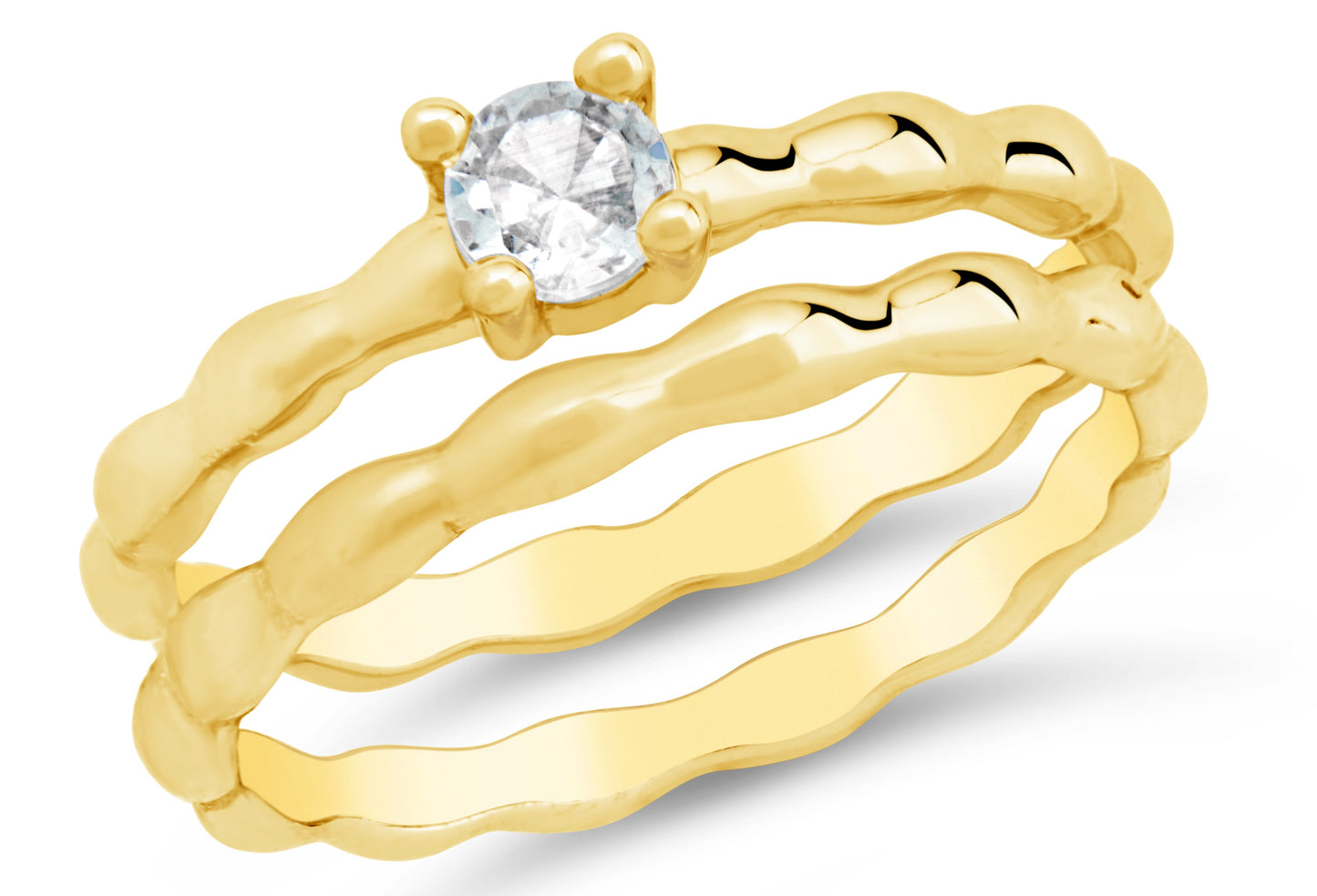 Nicola Molten CZ Band Ring Set