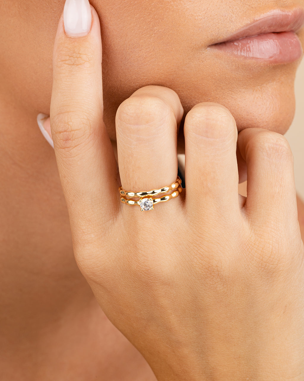 Nicola Molten CZ Band Ring Set