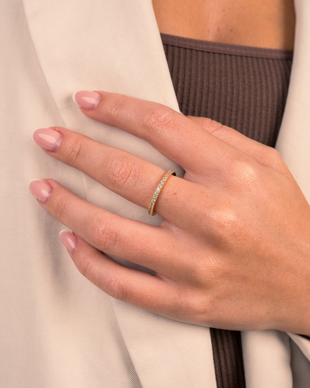 Sterling Silver Thin CZ Band Ring