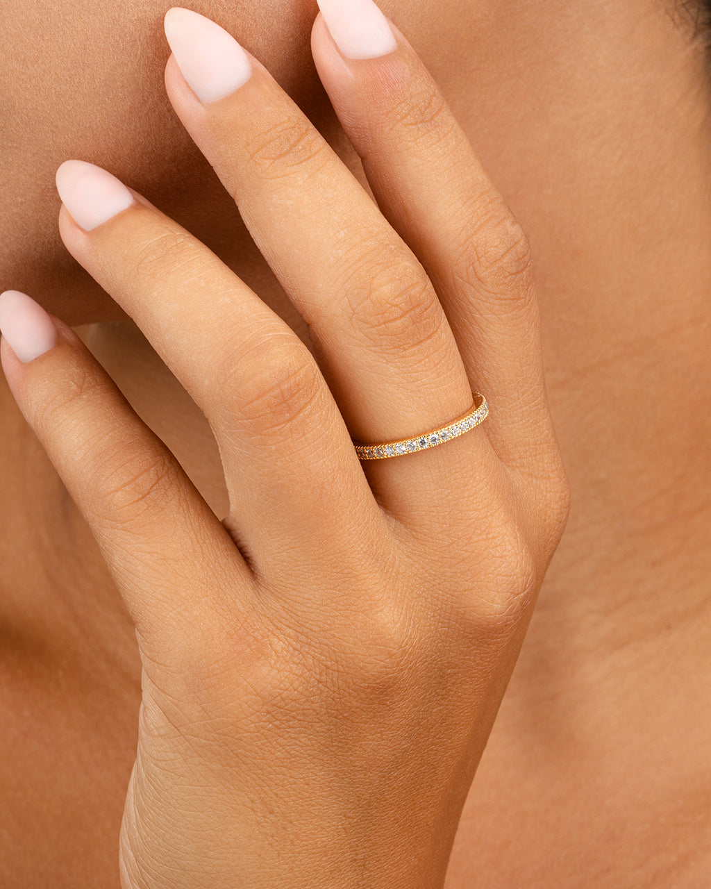 Sterling Silver Thin CZ Band Ring