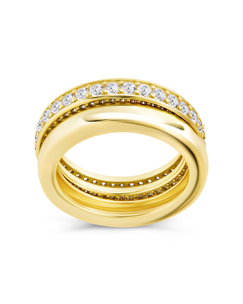 Sterling Silver Jackie CZ Stacking Ring Set of 2