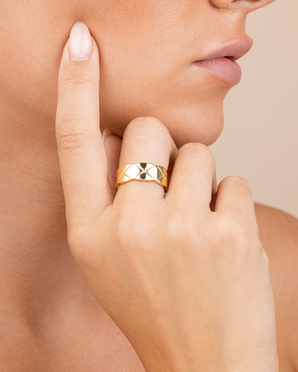 Sterling Silver Audrey Quilted Textured Ring