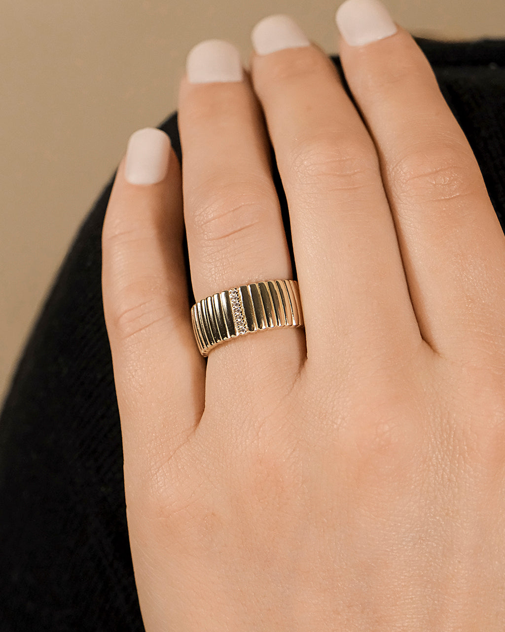 Sterling Silver Robyn Ribbed Band Ring