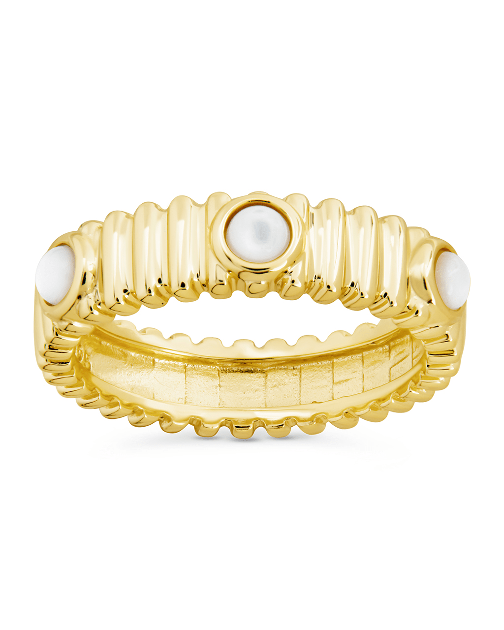 Sterling Silver Terry Pearl Studded Textured Ring