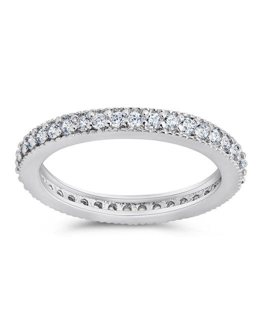 Sterling Silver Thin CZ Band Ring