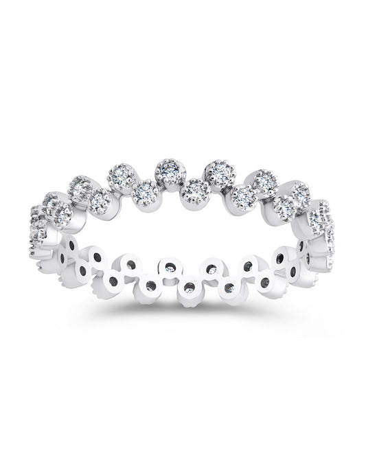 Sterling Silver Cubic Zirconia Bubbles Band Ring