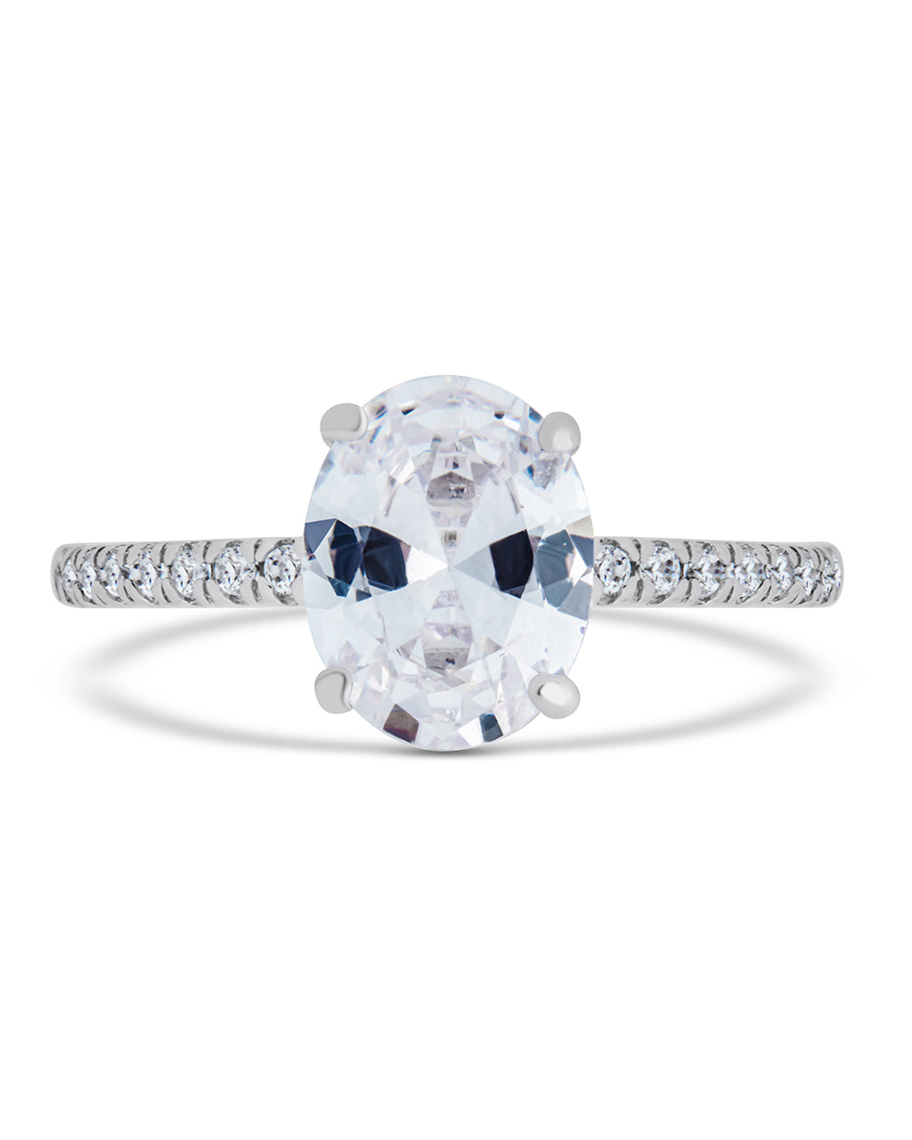 Sterling Silver Cubic Zirconia Oval Ring