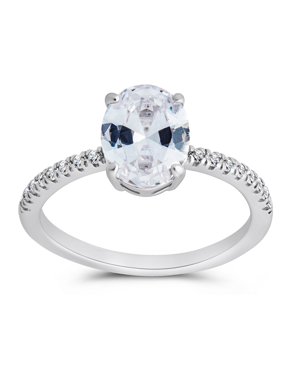 Sterling Silver Cubic Zirconia Oval Ring