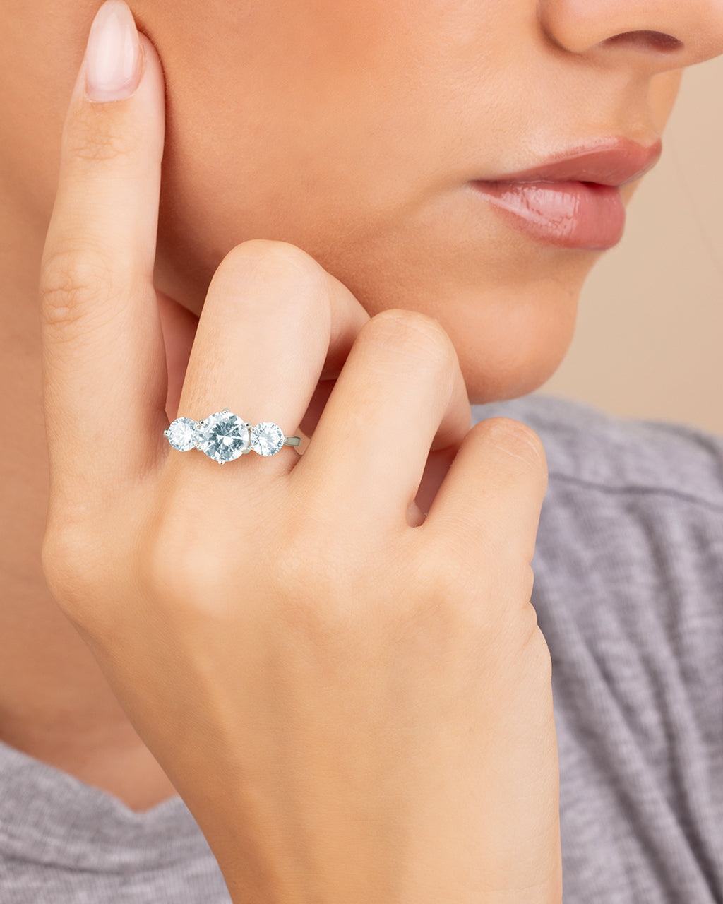 Sterling Silver Nia CZ Round Ring