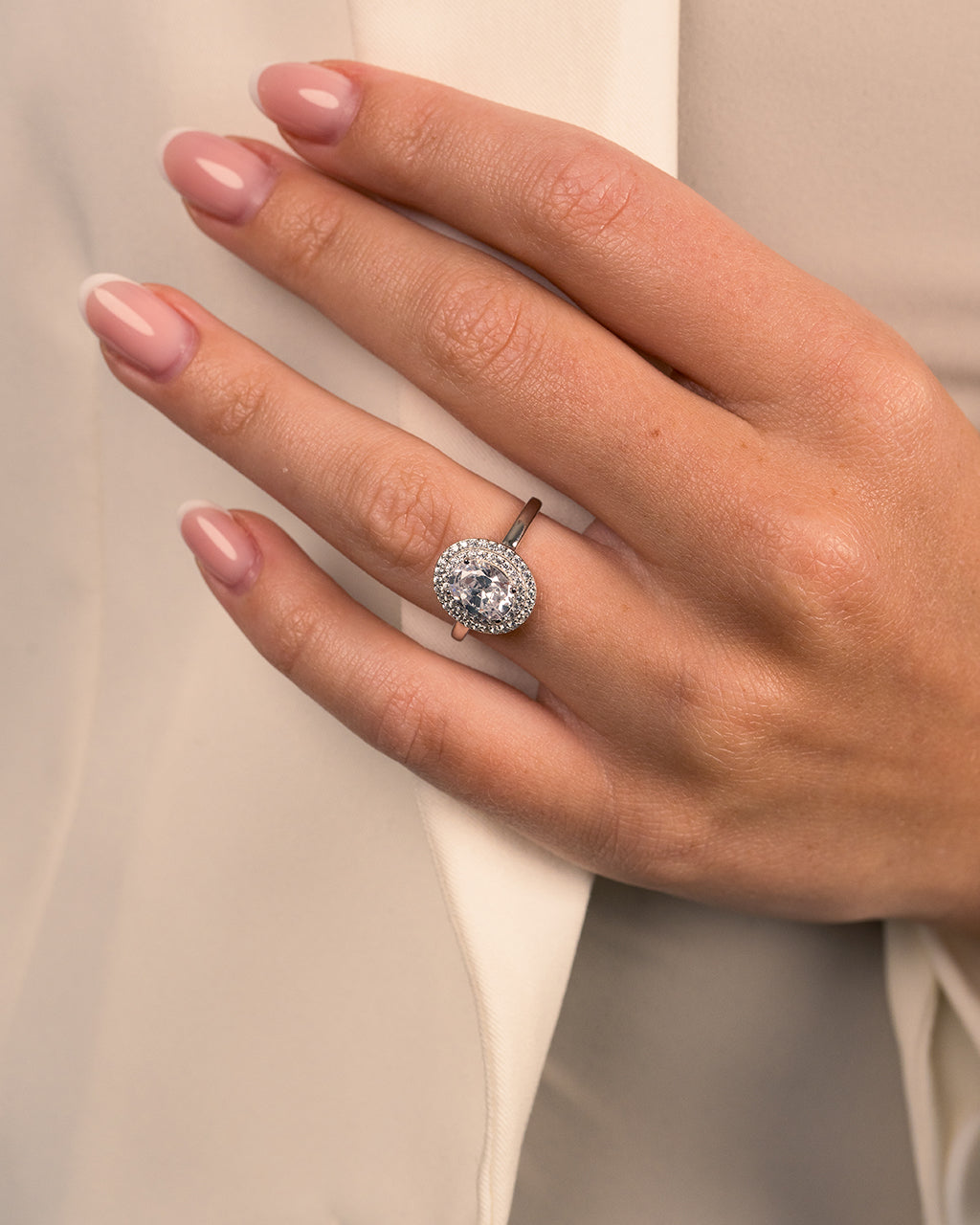 Sterling Silver Farrah CZ Engagement Ring