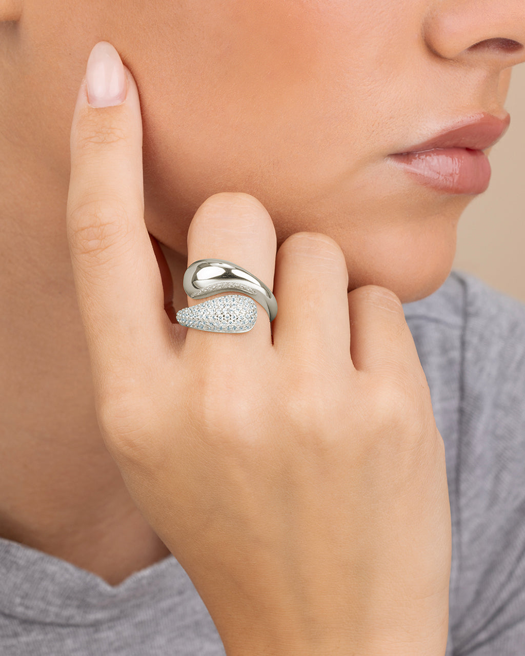 Sterling Silver Cecilia CZ Open Ring