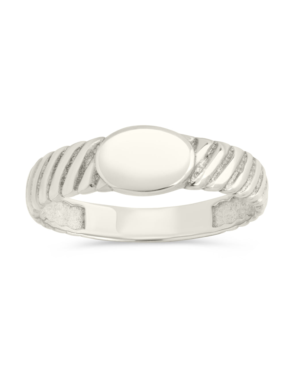 Sterling Silver Dixie Ribbed Signet Ring