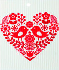 Wash Towel - Red Heart with Bird Pair