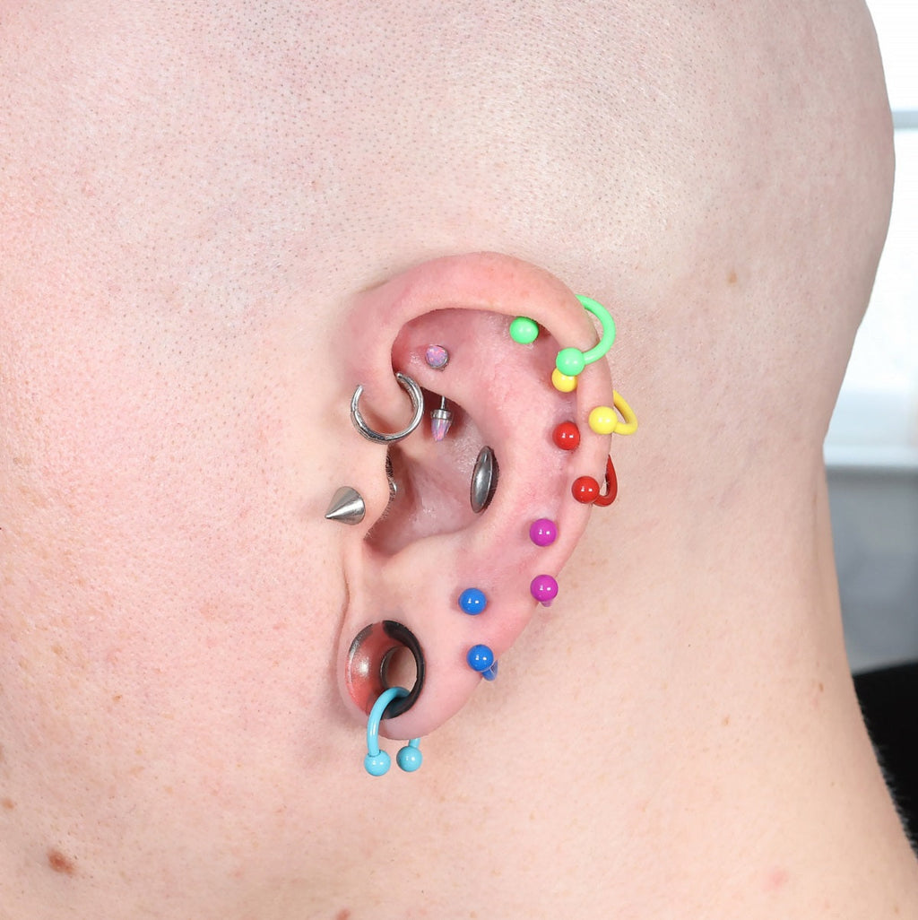 Oufer X Roly 6PCS Rainbow Set Multicolored Horseshoe Septum Rings