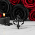 Round-cut Black Spinel Gothic Cross Ring