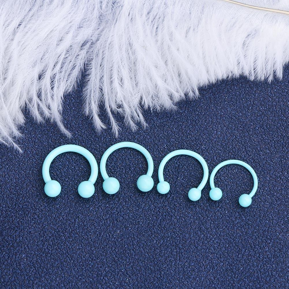 Macaron Green Horseshoe Septum Ring Set