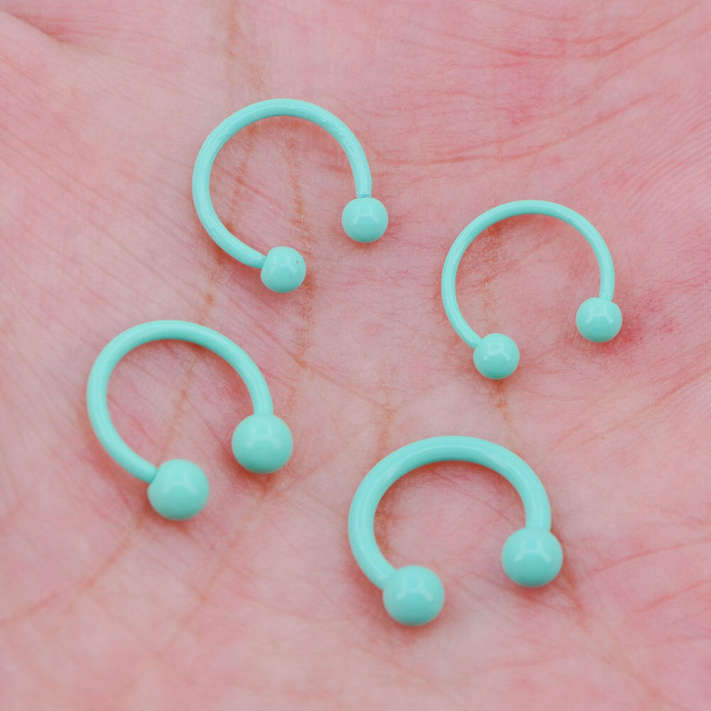 Macaron Green Horseshoe Septum Ring Set