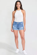Women's WannaBettaButt 3 Button Cuffed Denim Shorts