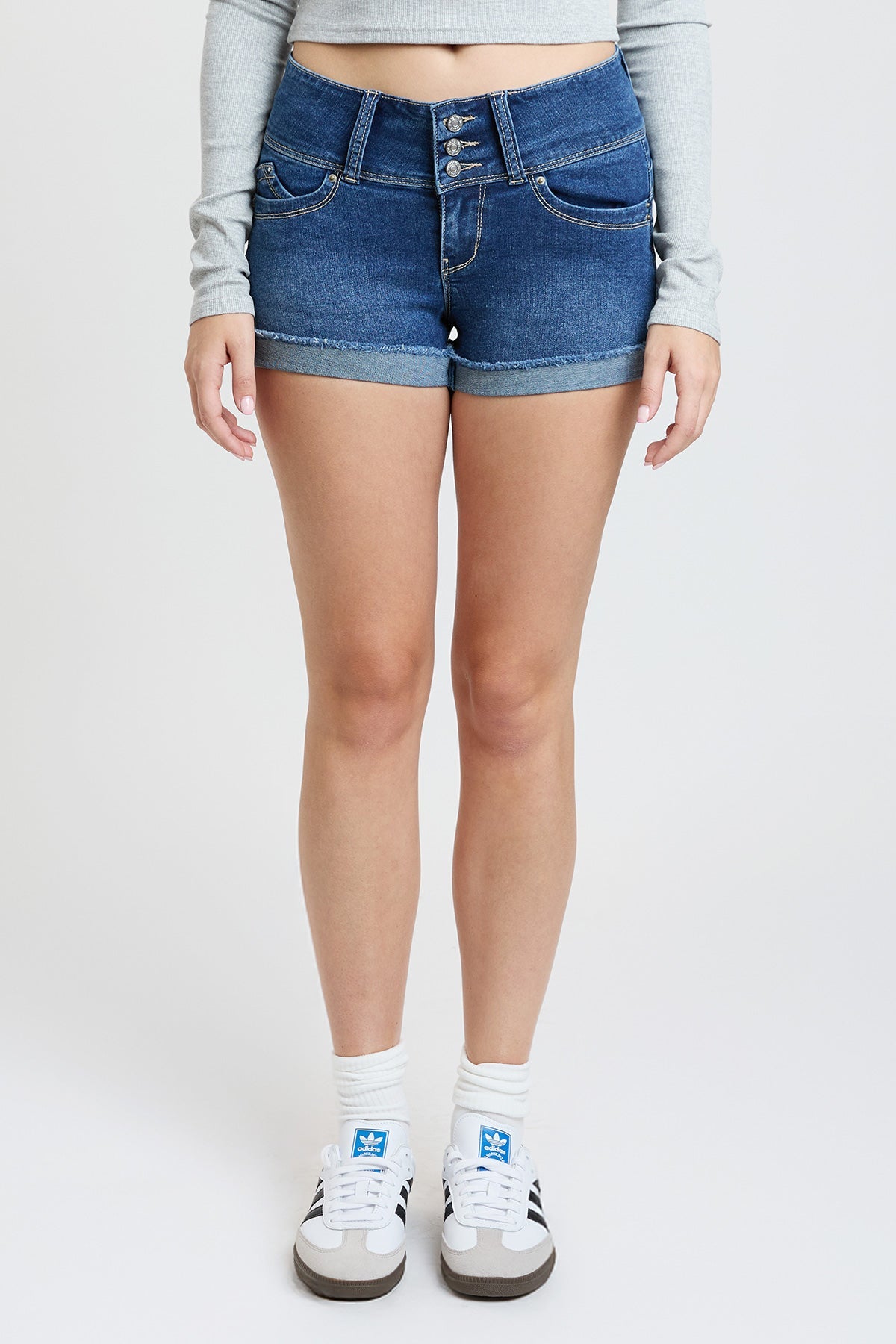 Women’s WannaBettaButt 3 Button Cuffed Denim Shorts