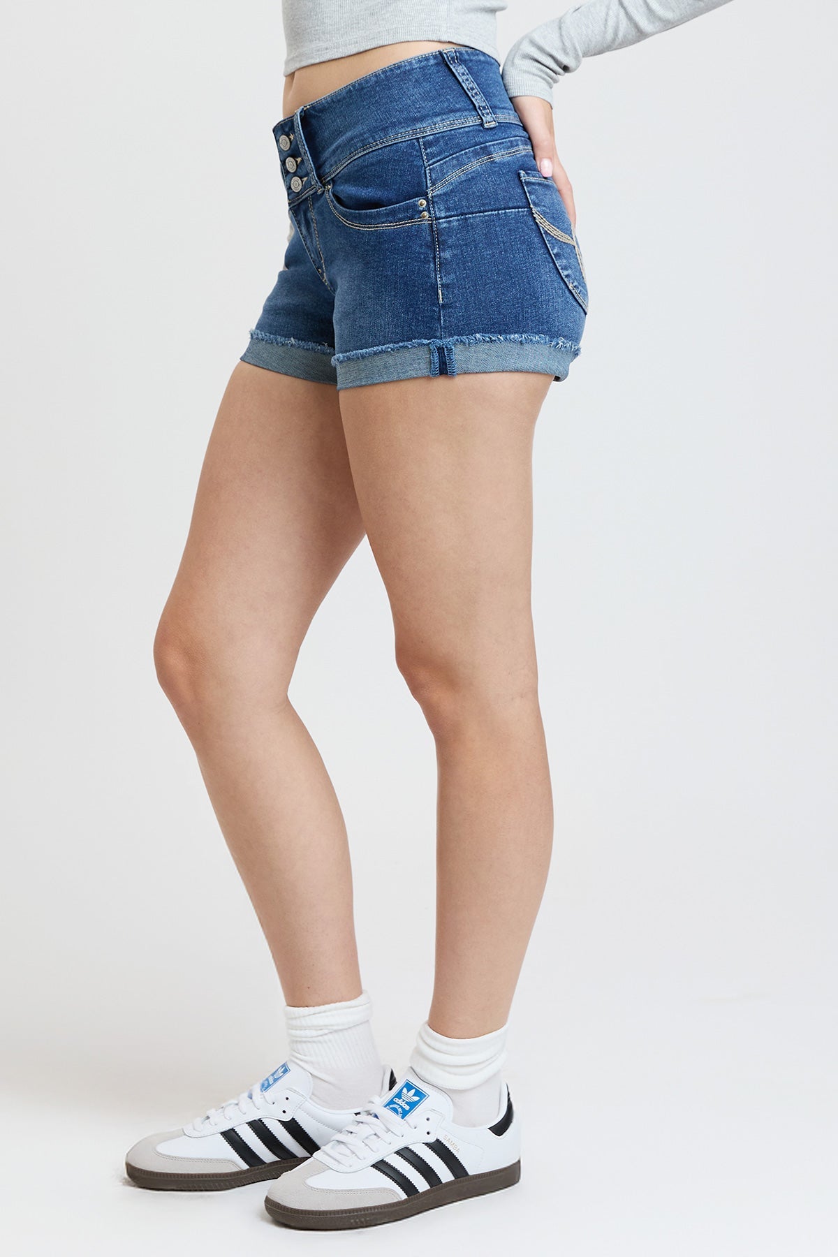 Women’s WannaBettaButt 3 Button Cuffed Denim Shorts
