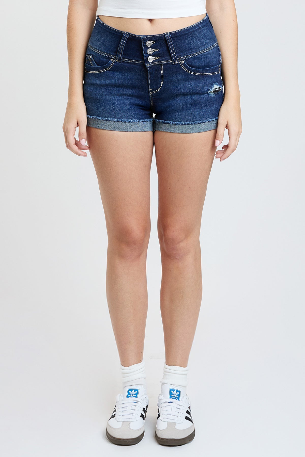 Women’s WannaBettaButt 3 Button Cuffed Denim Shorts