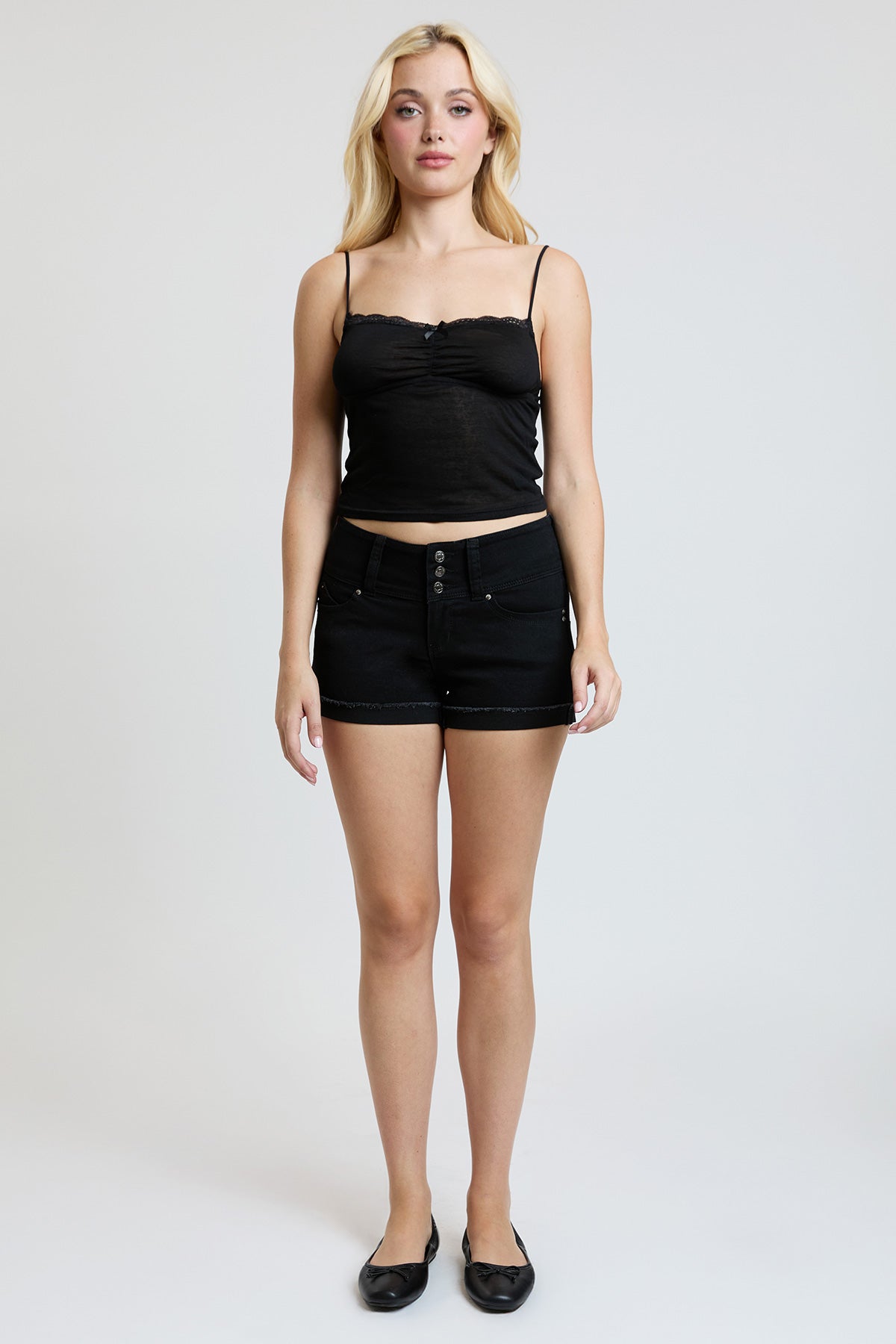 Women’s WannaBettaButt 3 Button Cuffed Denim Shorts