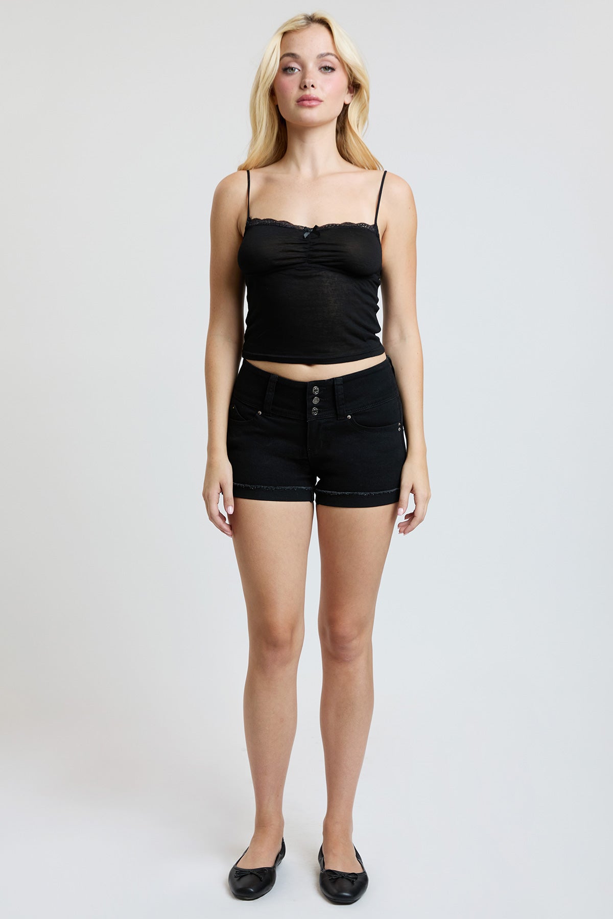 Women’s WannaBettaButt 3 Button Cuffed Denim Shorts