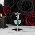 Cross and Skeleton Green Stone Gothic Charm
