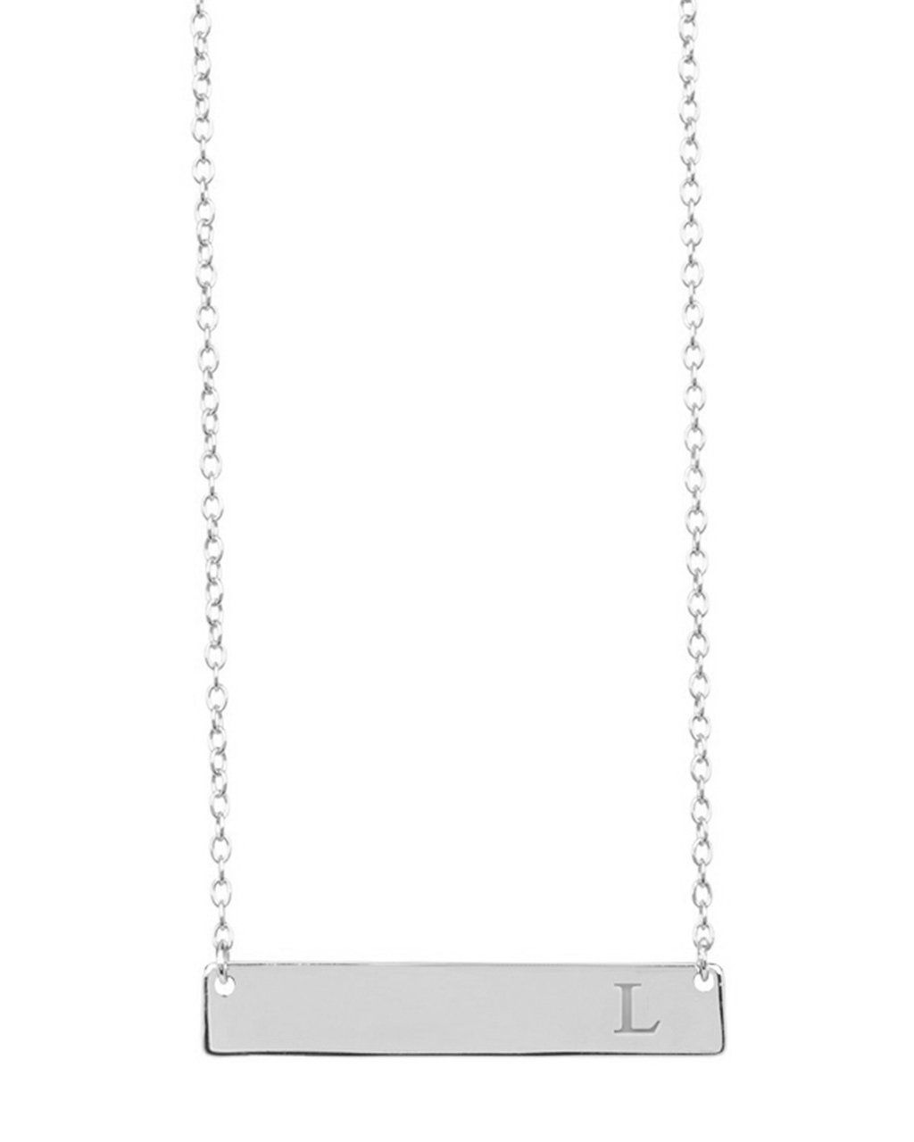 Sterling Silver Bar Initial Necklace
