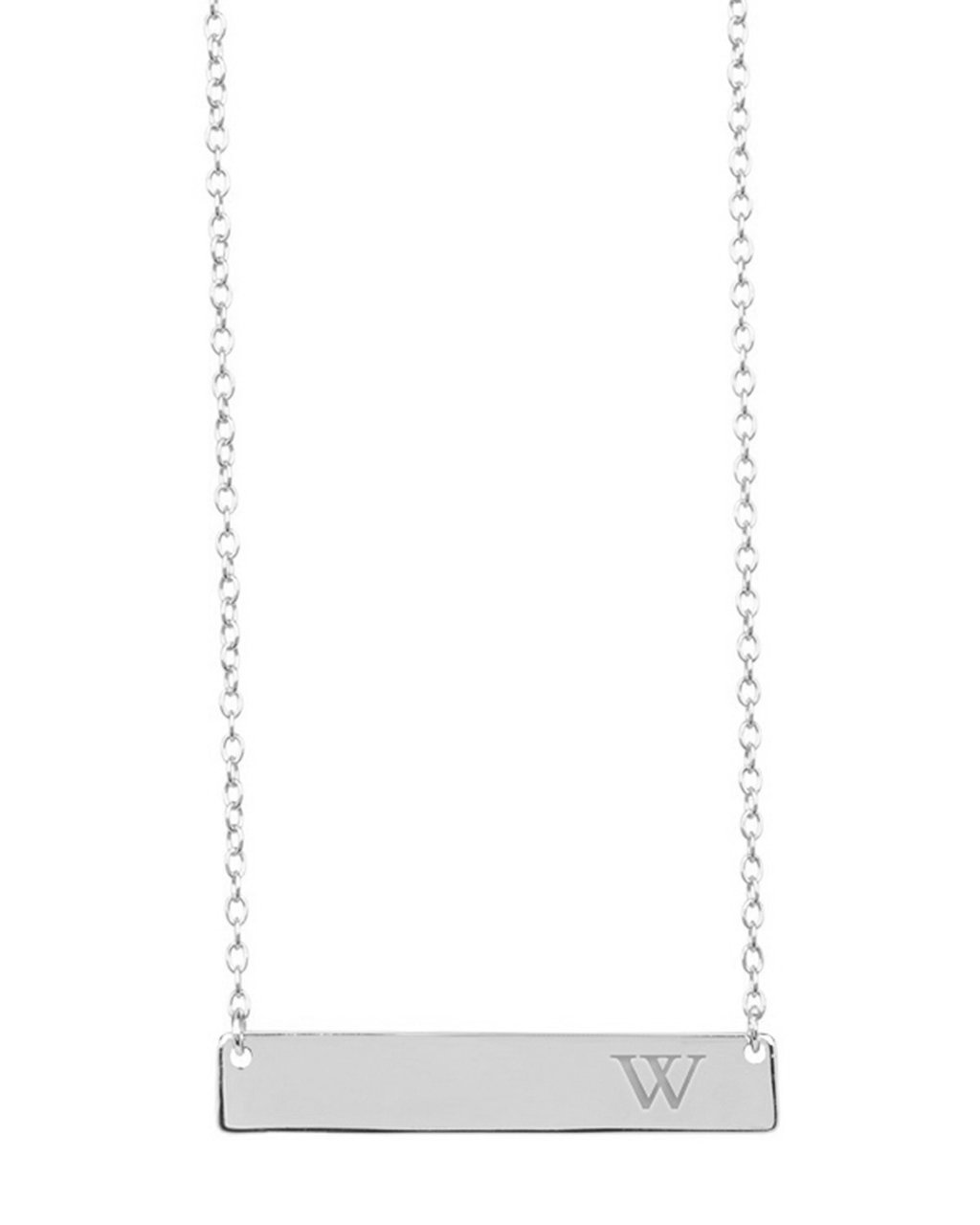 Sterling Silver Bar Initial Necklace