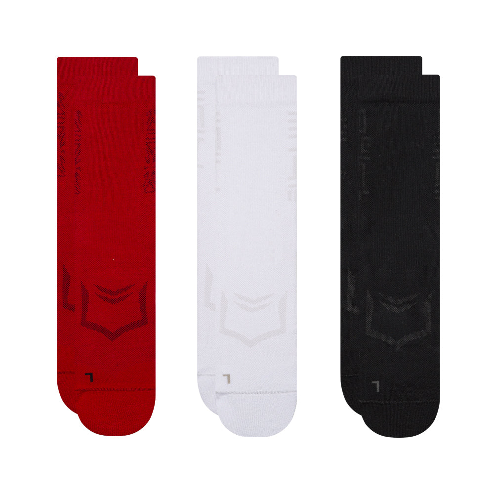 Active lifestyle socks 3‑pack with cushioned soles and compression support for training and everyday wear