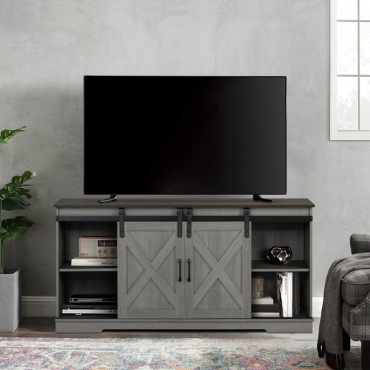 Eira Farmhouse 56-inch TV Stand with Storage Cabinet and Cable Holes, Entertainment Center Console for Living Room, Bedroom