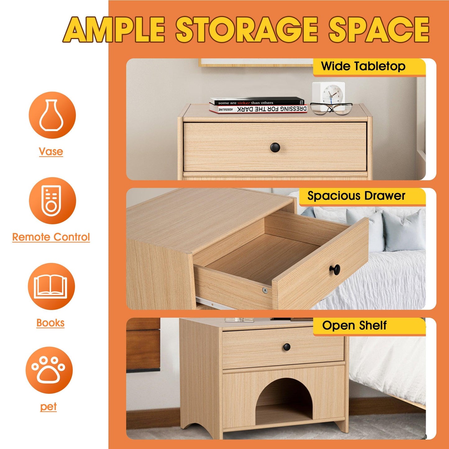 Travis Modern Natural 22-inch Side Table with Pet-Friendly Nook