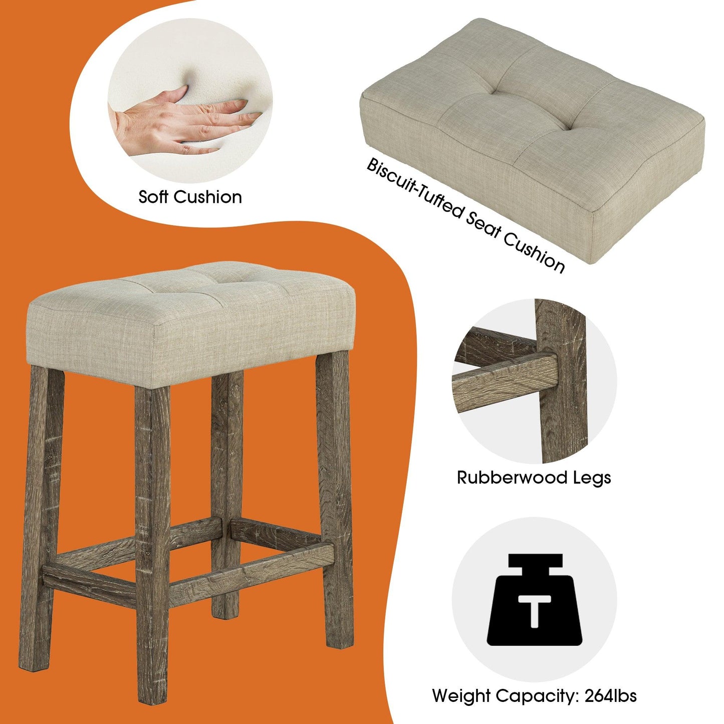 1 Traditional Breakfast Dining Table Set with 2 Stools for Apartment