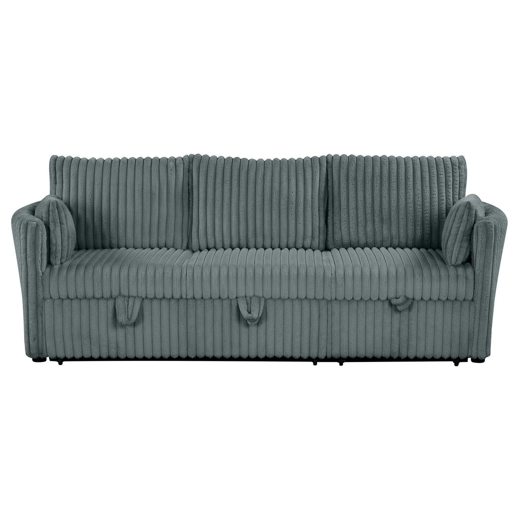 Dark Gray Faux Fur Oversized Convertible Sleeper Sectional Sofa with Pull‑Out Daybed and USB Ports