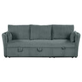Dark Gray Faux Fur Oversized Convertible Sleeper Sectional Sofa with Pull‑Out Daybed and USB Ports