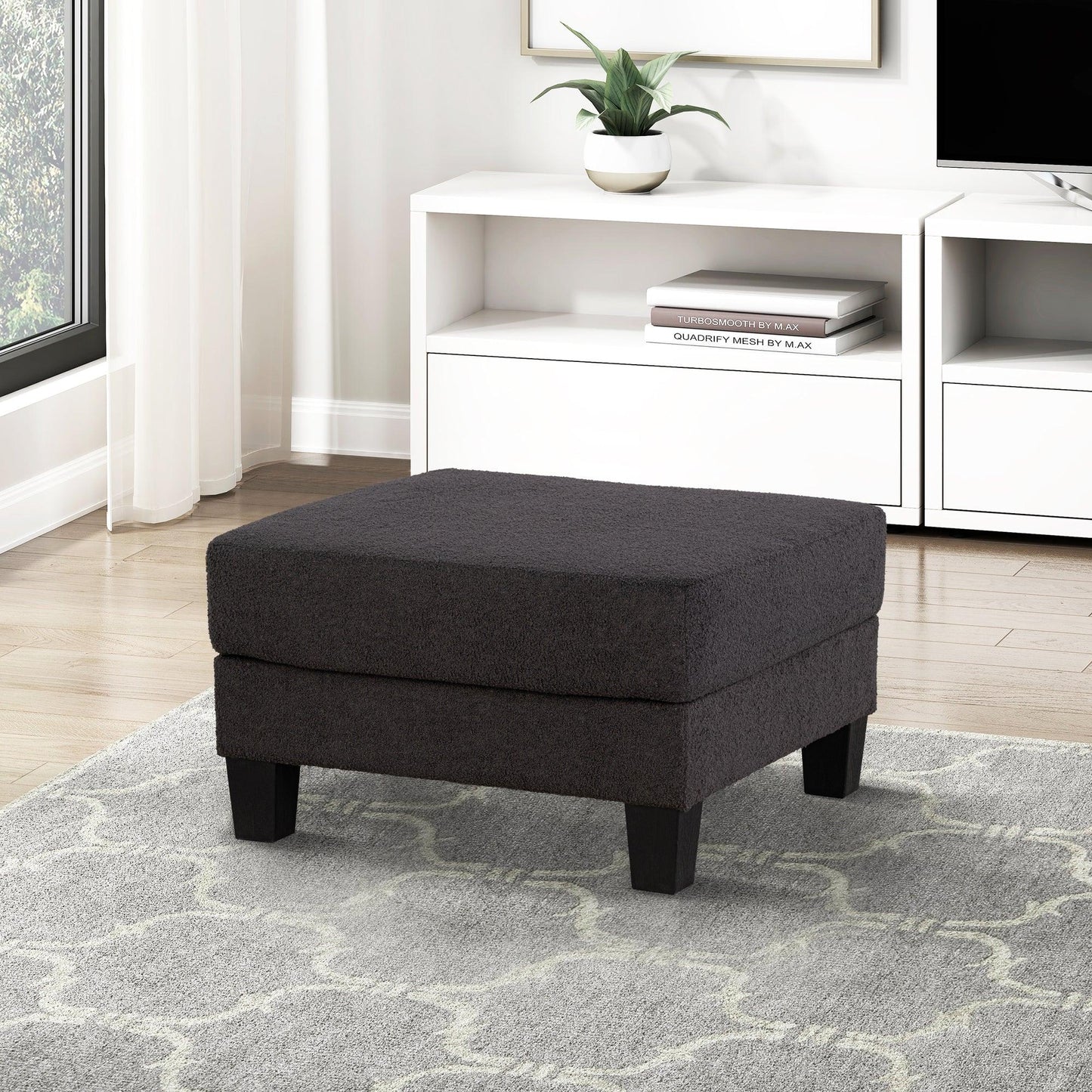Dark Gray 3-Piece Sofa Set with Storage Ottoman & USB Charging