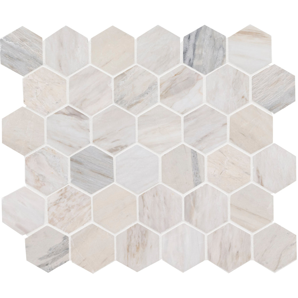 Angora Hexagon 11.75"x12" Polished Mosaic Marble Floor And Wall Tile - MSI Collection