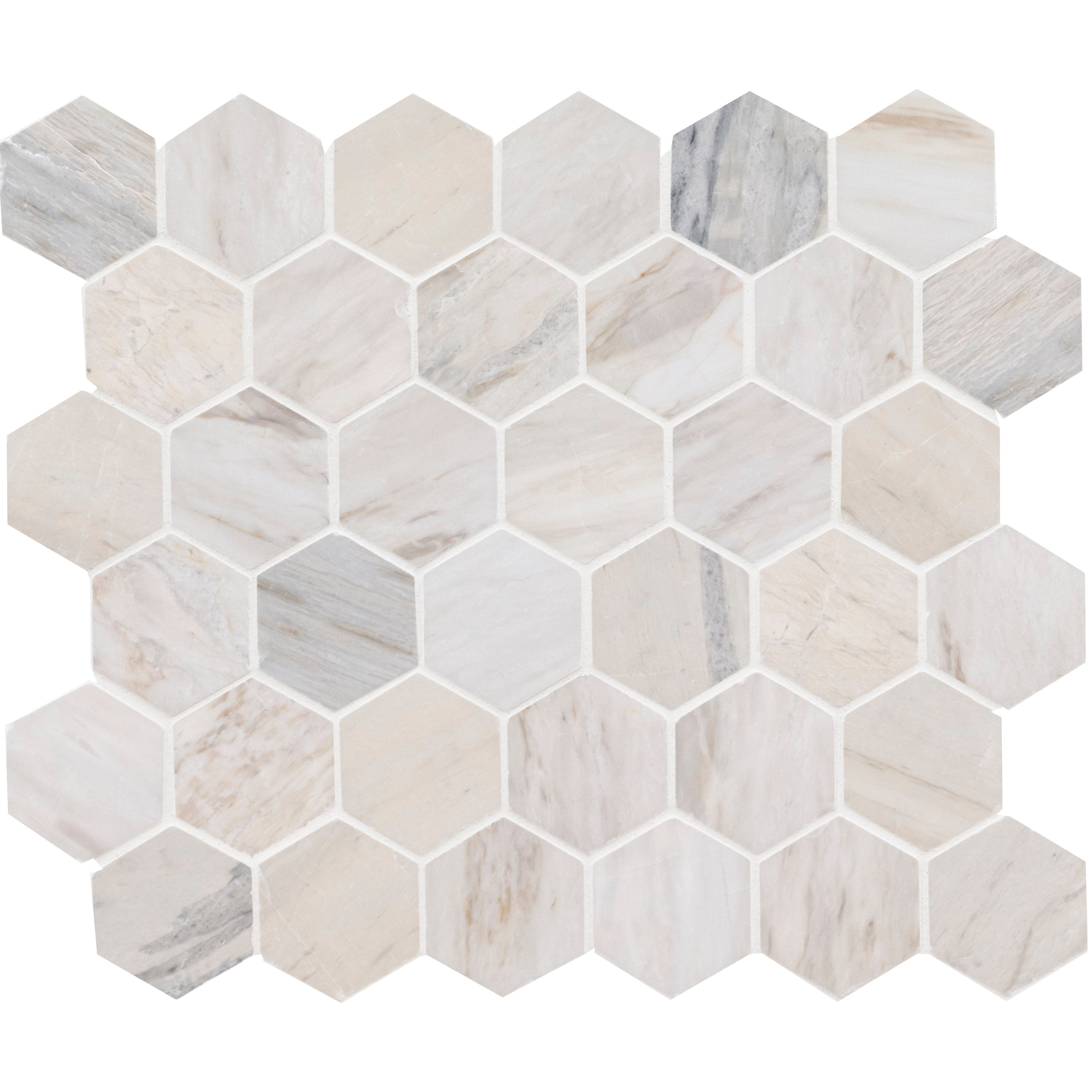 Angora Hexagon 11.75"x12" Polished Mosaic Marble Floor And Wall Tile - MSI Collection