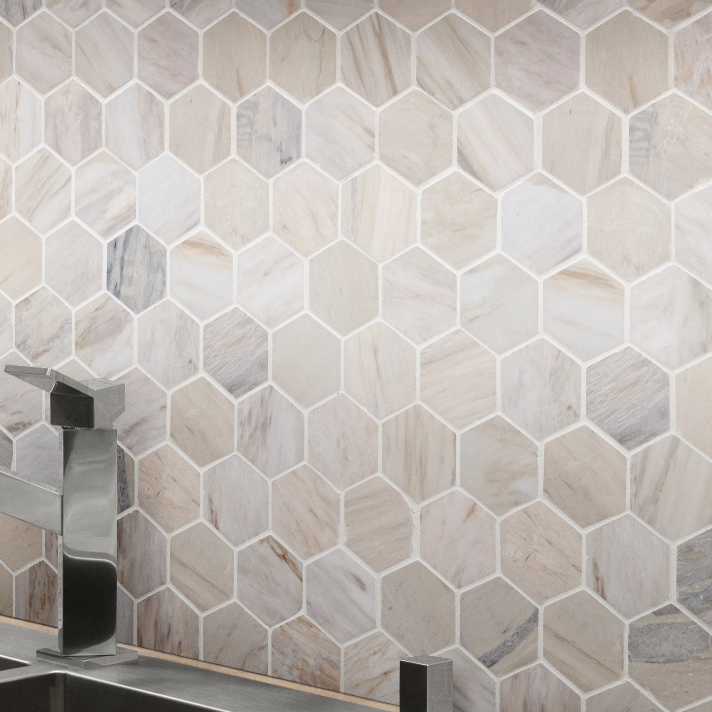 Angora Hexagon 11.75"x12" Polished Mosaic Marble Floor And Wall Tile - MSI Collection