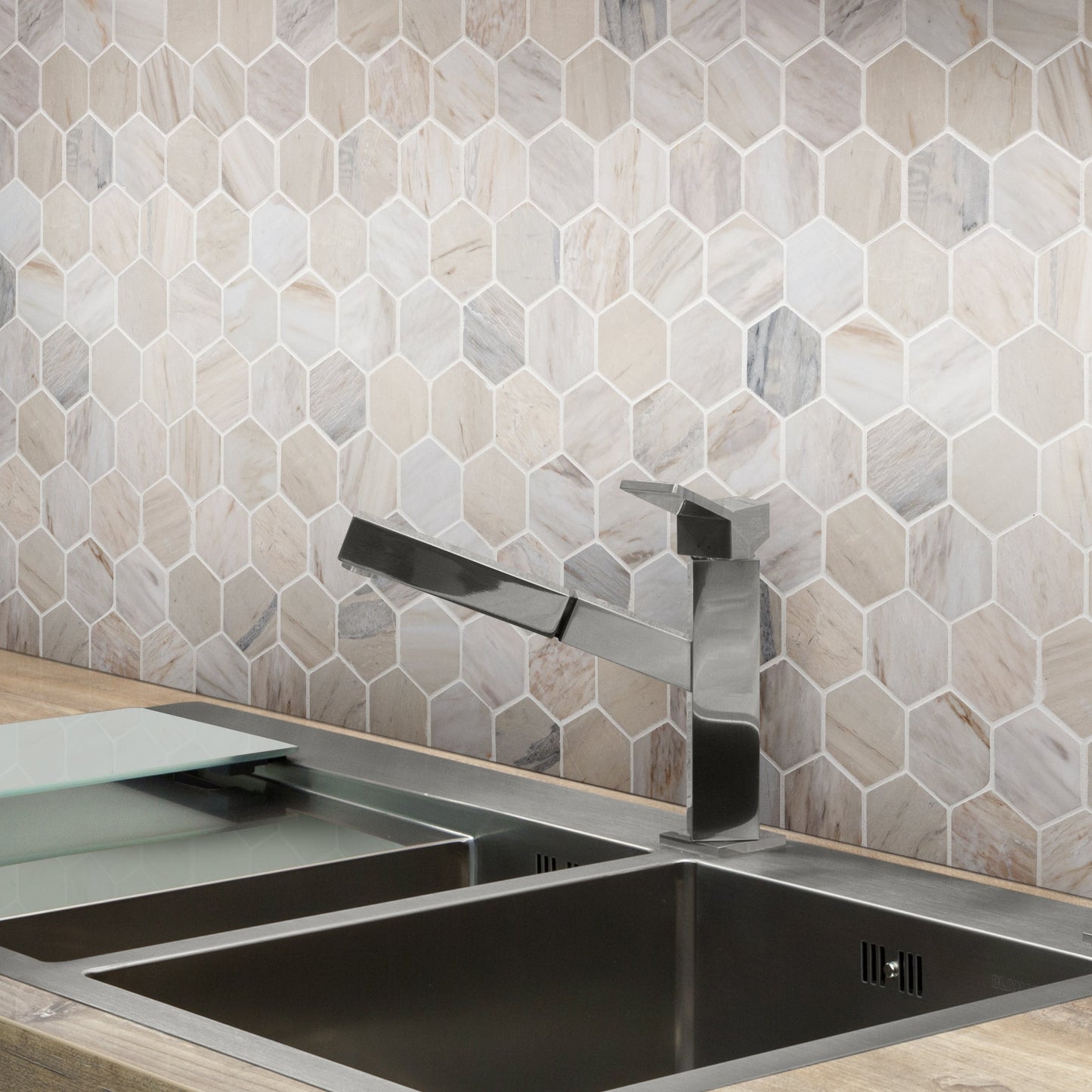 Angora Hexagon 11.75"x12" Polished Mosaic Marble Floor And Wall Tile - MSI Collection