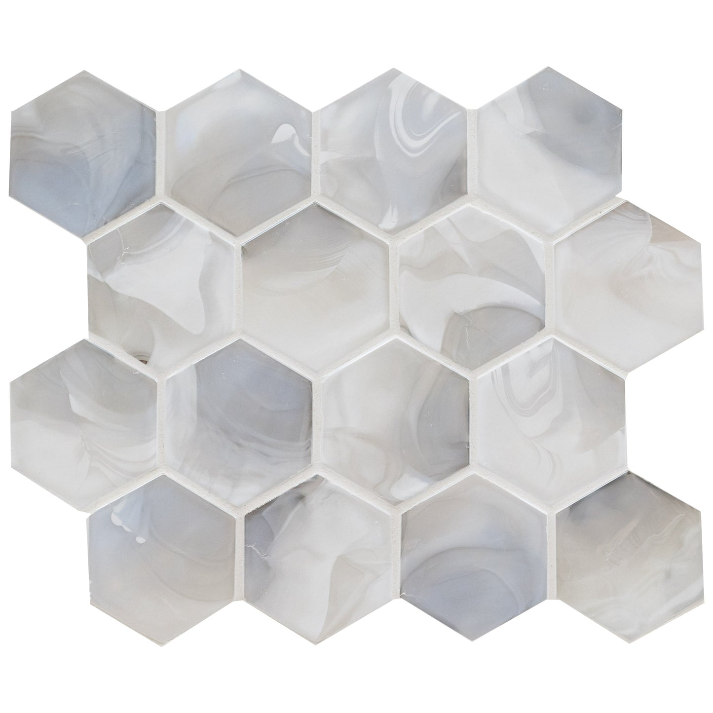 Akoya Pearl 10.95"x12.6" Hexagon Glass Mosaic Tile - MSI Collection