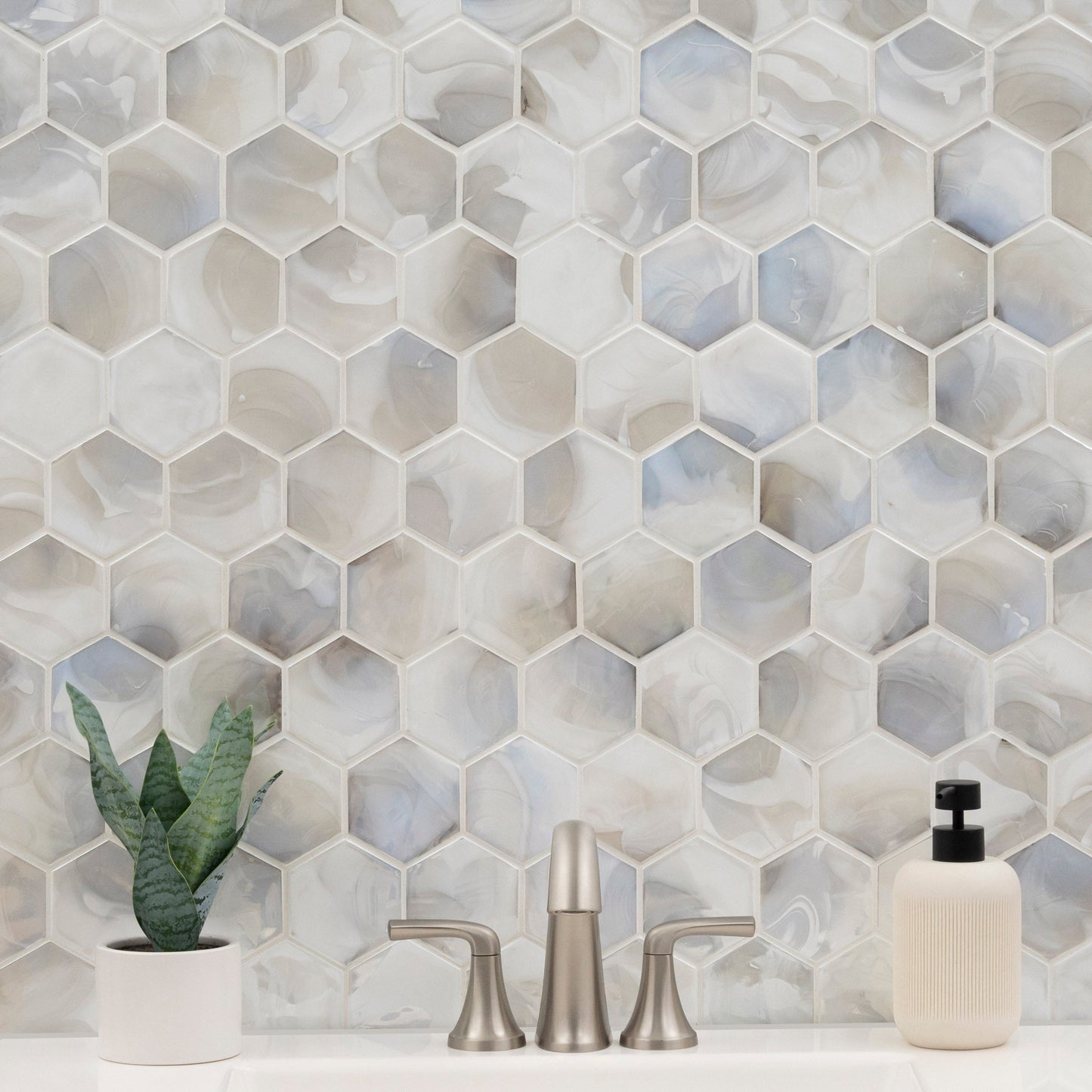 Akoya Pearl 10.95"x12.6" Hexagon Glass Mosaic Tile - MSI Collection