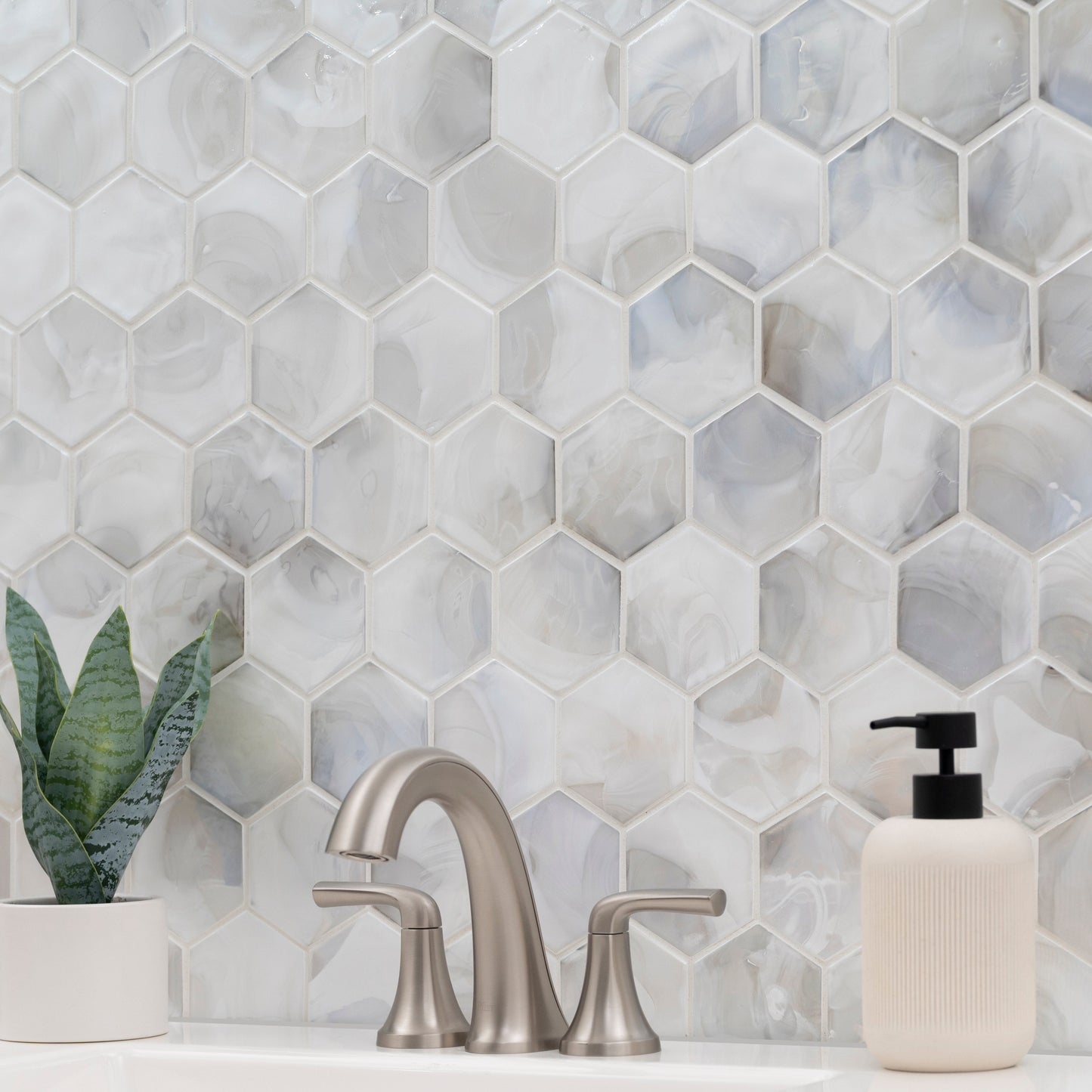 Akoya Pearl 10.95"x12.6" Hexagon Glass Mosaic Tile - MSI Collection